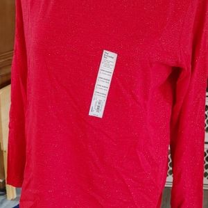 Long sleeve Glittered T-Shirt, red size L.